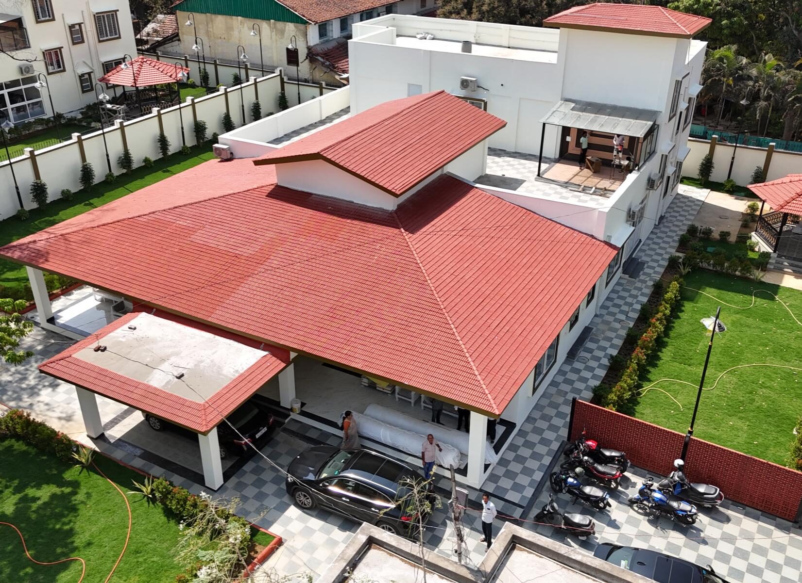 Aerial view of the Twin Bungalows