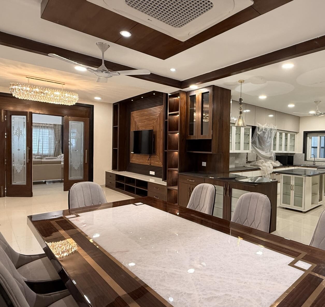 Twin Bungalows dining and living interior