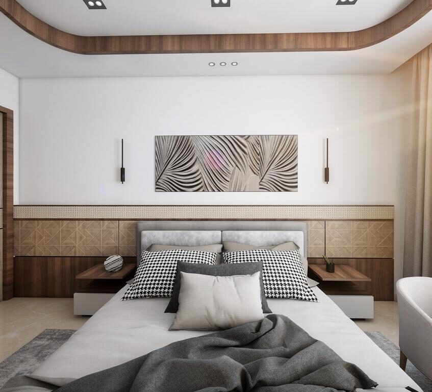 GVH residence bedroom with artwork