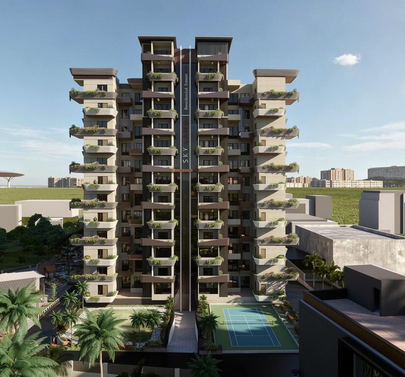 Skyland aerial view with pool deck